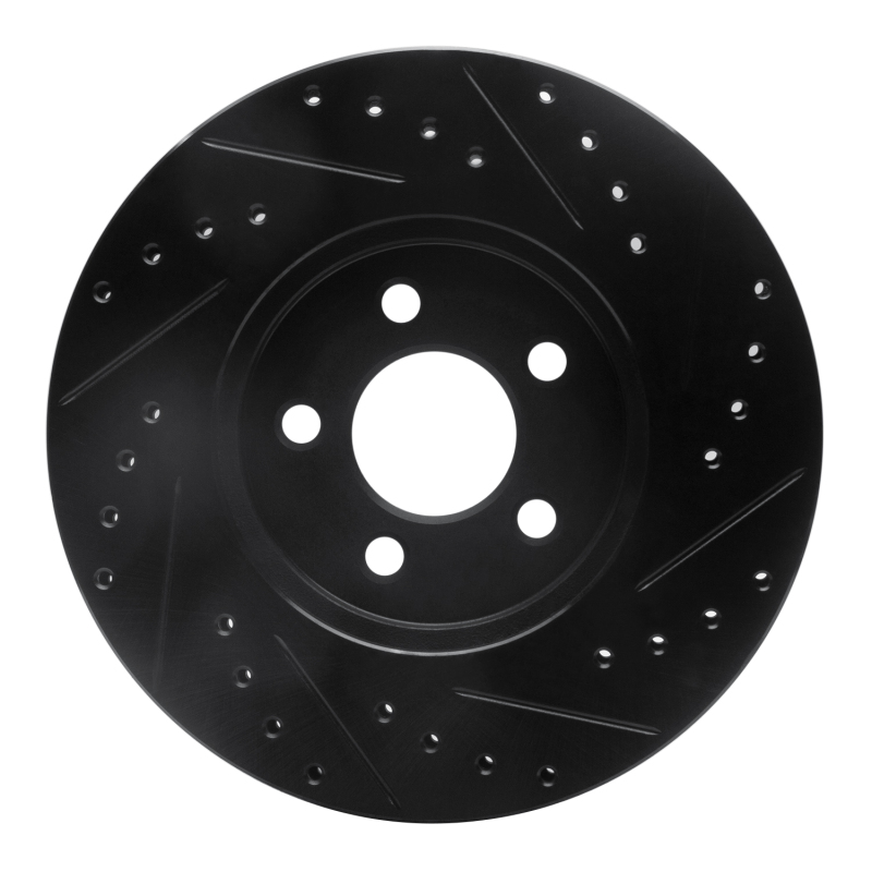 Chrysler Sebring Brake Rotor (1) - Front Left - R1 Concepts - Drilled & Slotted - Black - `95-`06